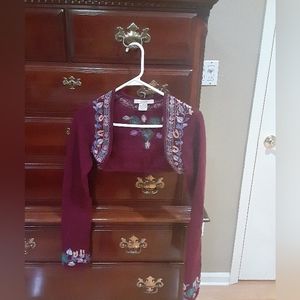 Vintage 90's Free People Embroidered Shrug Sweater